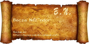 Becza Nándor névjegykártya